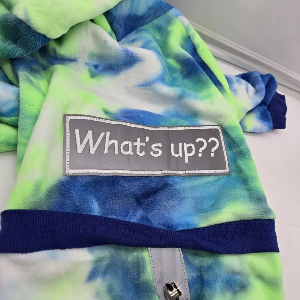Tie Dye Dog Jumpsuit Coat Blue Green XL Fox Terrier Jack Russell Reflective NEW!